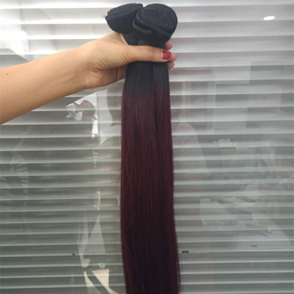 Ombre 1b/99j Brazilian Straight Hair Weaving Bundles 1B 2T 3T Purple Virgin Purple Human Hair bundles with frontal HN249